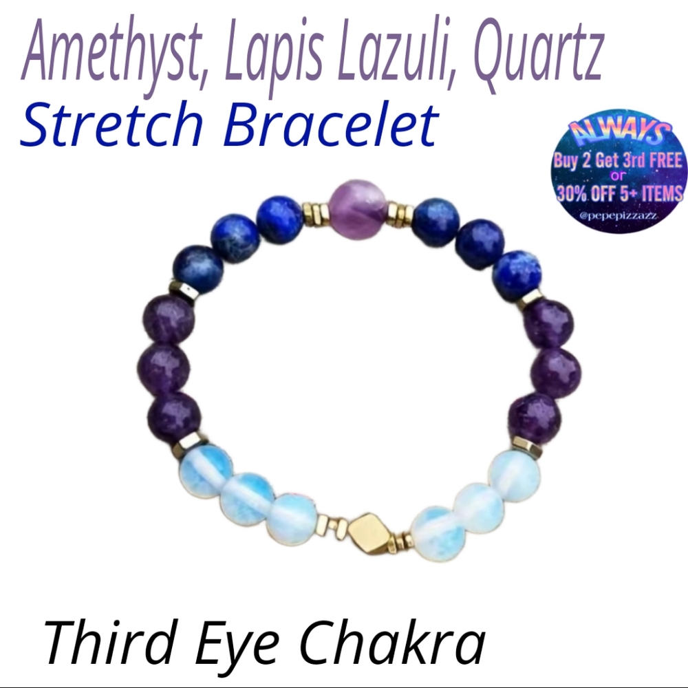 Amethyst Lapis Lazuli Bracelet Natural Stone Crystal Healing Bracelet